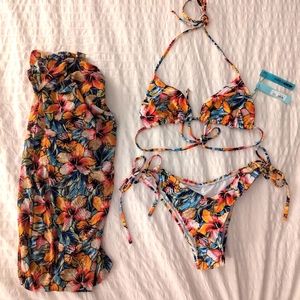 Fashion Nova Tropical Club 2 Piece and Cover Up